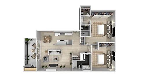 Floor plan Two Bedroom Two Baths