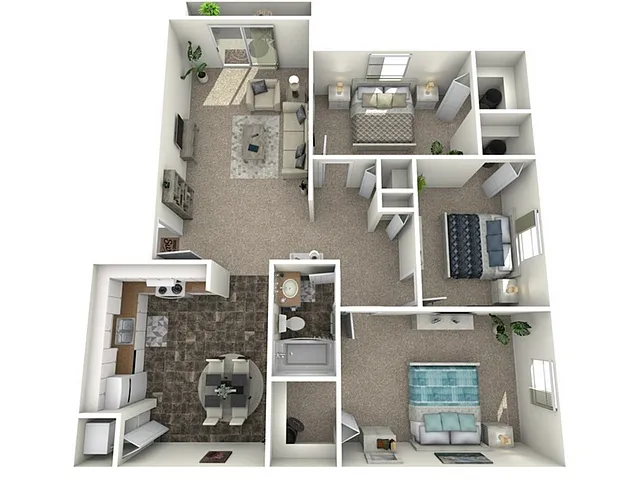 Floor plan 3 Bed, 1 Bath (60% Income Restricted)