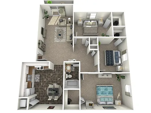Floor plan 3 Bed, 1 Bath (60% Income Restricted)