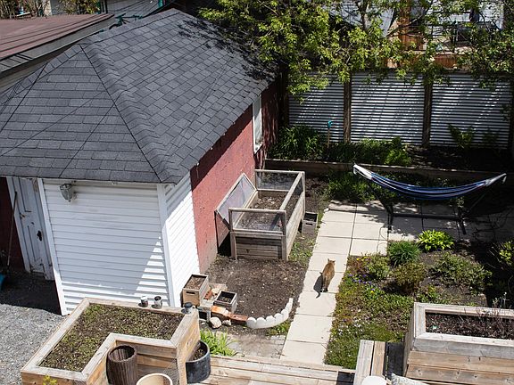 Bird's-eye view of backyard.