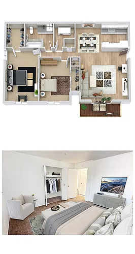 Floor plan 2 Beds | 1 Bath Premium Upgrade