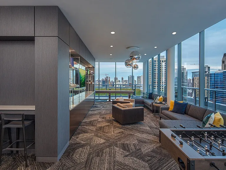 Host a game watch party in the game room, or simply take in the views of the Chicago skyscape