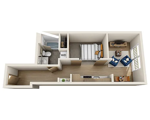 Floor plan One Bedroom A1E