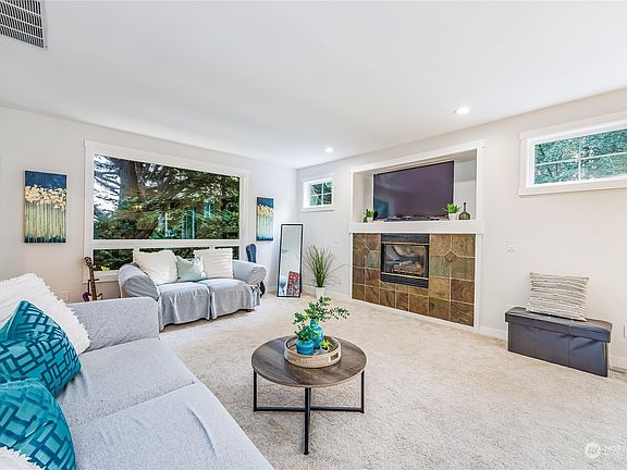 What to look at - the large space, the forest through the huge picture windows, or space for the extra large TV?>