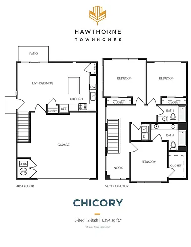 Floor plan 3 Bed, 2.5 Bath - Apt B
