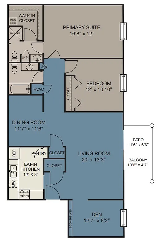 Floor plan 2 Bed/2 Ba Den Up
