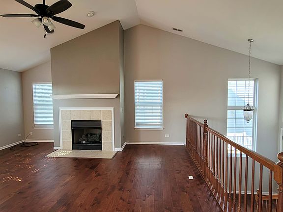 Family room with vaulted ceiling