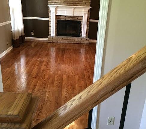 Gorgeous den with fireplace