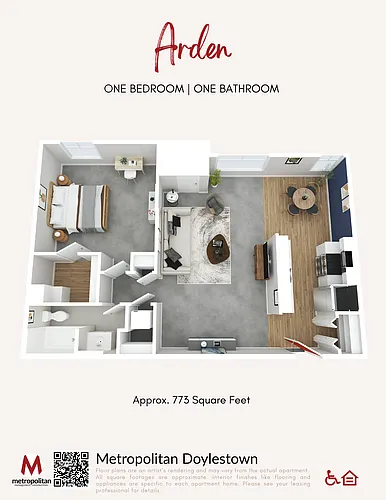 Floor plan One Bedroom Arden Layout