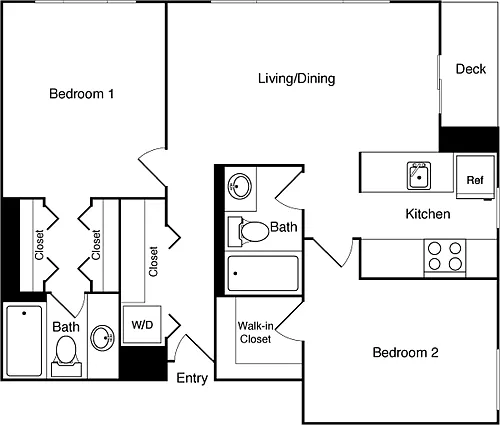 Floor plan 2 Bed 718-1718 SE