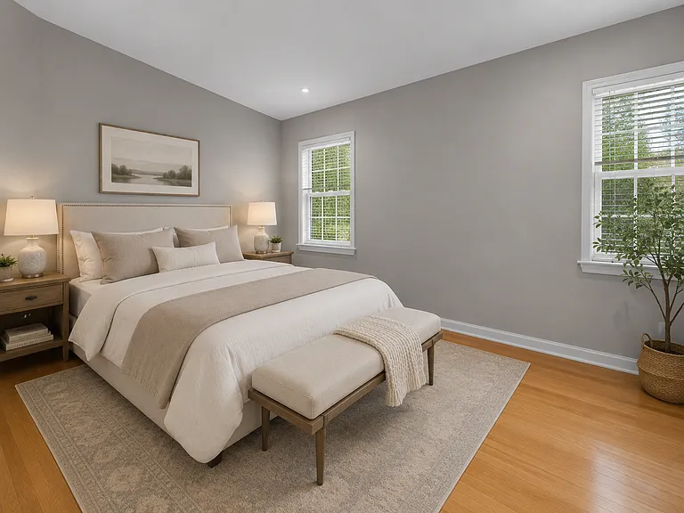 Second angle of staging of Master Bedroom