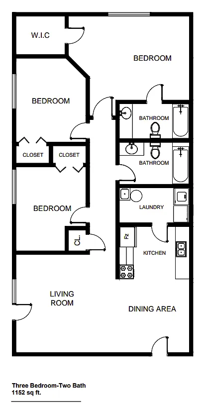 Floor plan 3 Bed 2 Bath
