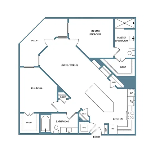 Floor plan 2 Bedroom 2 Bathroom B4