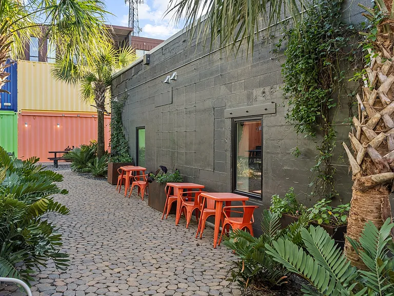 The perfect spot for a quiet lunch or some relaxed laptop time on our outdoor WiFi.