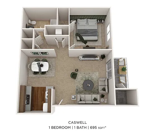 Floor plan One Bedroom - 695 sqft
