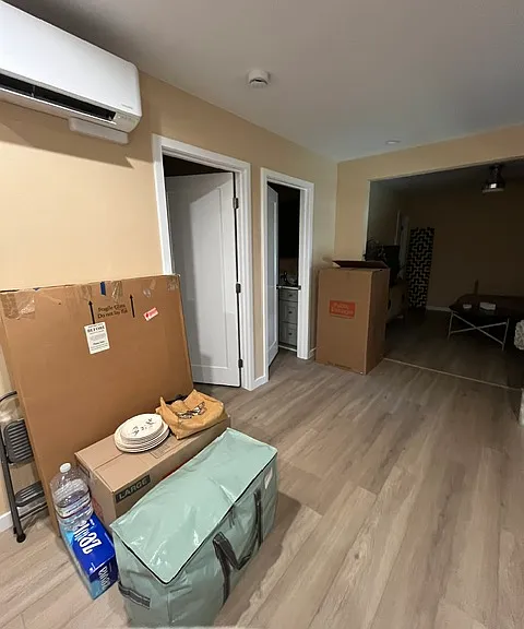 View from kitchen counter area.