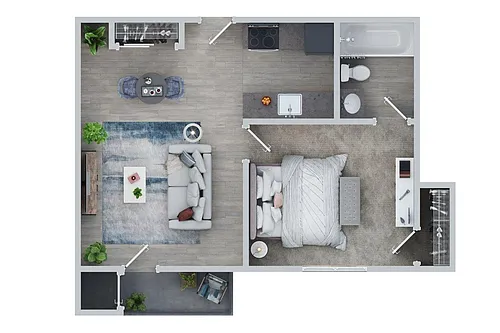 Floor plan One Bedroom - Renovated