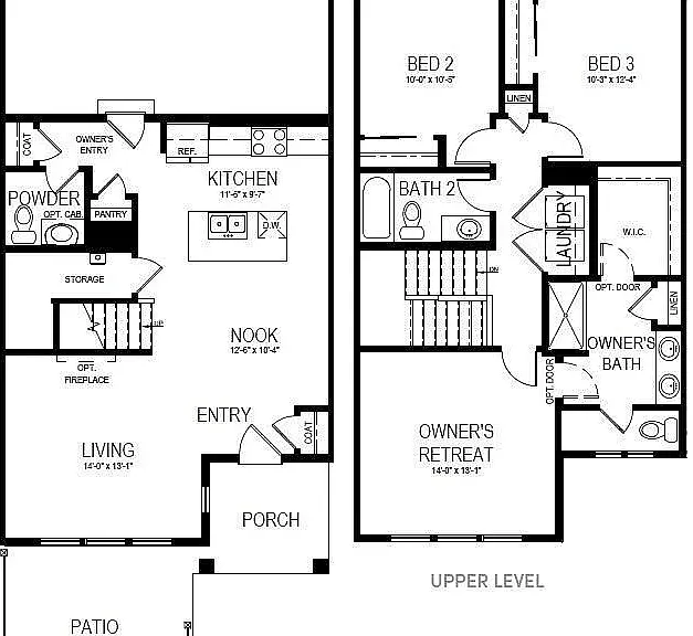 Floor plans for both floors provided by builder