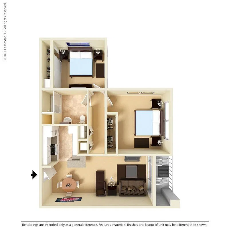 Floor plan Two Bedroom One Bath
