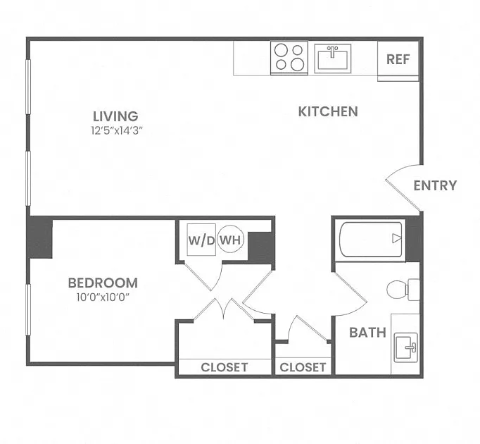 Floor plan 1 Bed 1 Bath