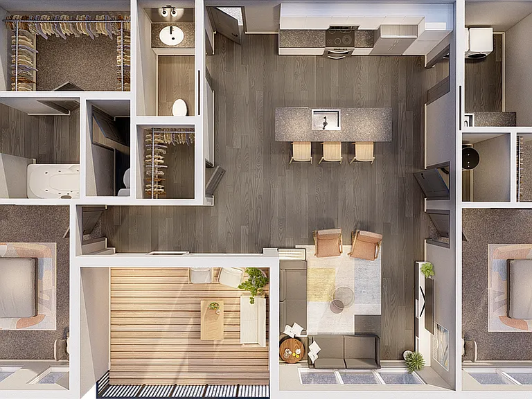 Explore this sleek apartment layout with an emphasis on modern design and convenience. Explore this sleek apartment layout with an emphasis on modern design and convenience.