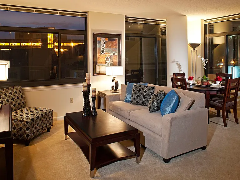 Living and dining area with hard surface flooring
