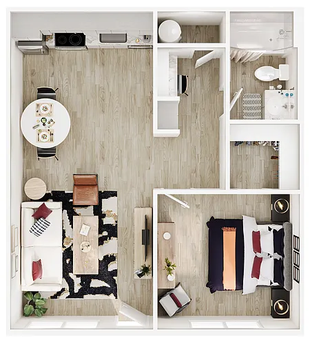 Floor plan One Bedroom One Bath