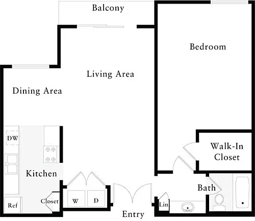 Floor plan 1 Bedroom D