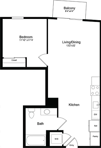Floor plan 1B with Balcony