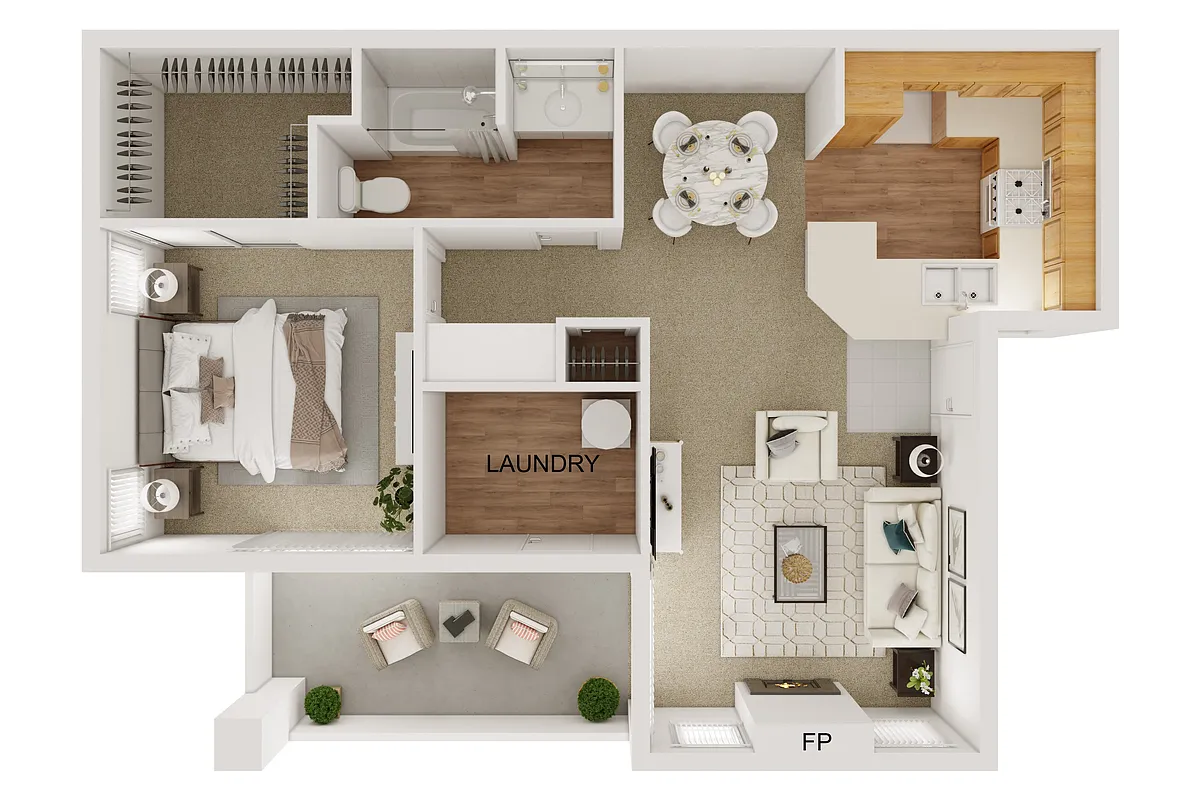 Floor plan 1 Bed 1 Bath C