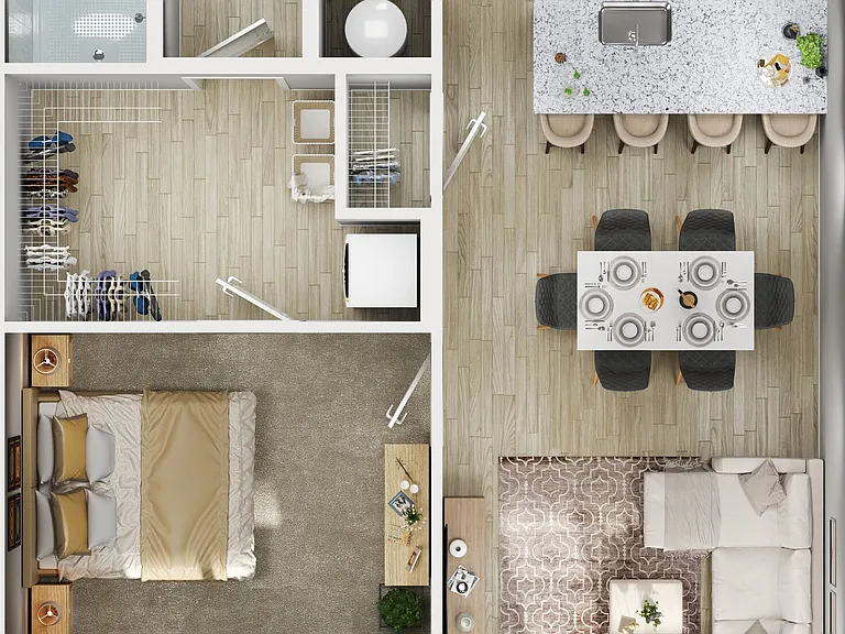 Hillside 1x1 Floor Plan