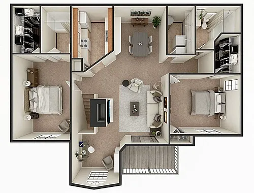 Floor plan Berkshire B 2nd Floor With Fireplace and Den
