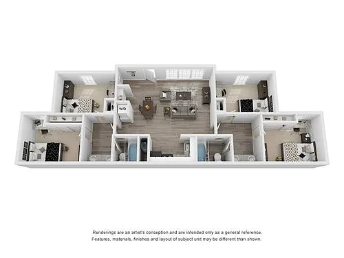 Floor plan 4x2 Renovated Furnished