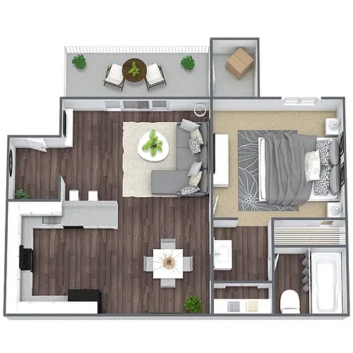 Floor plan A1: 1 Bed 1 Bath