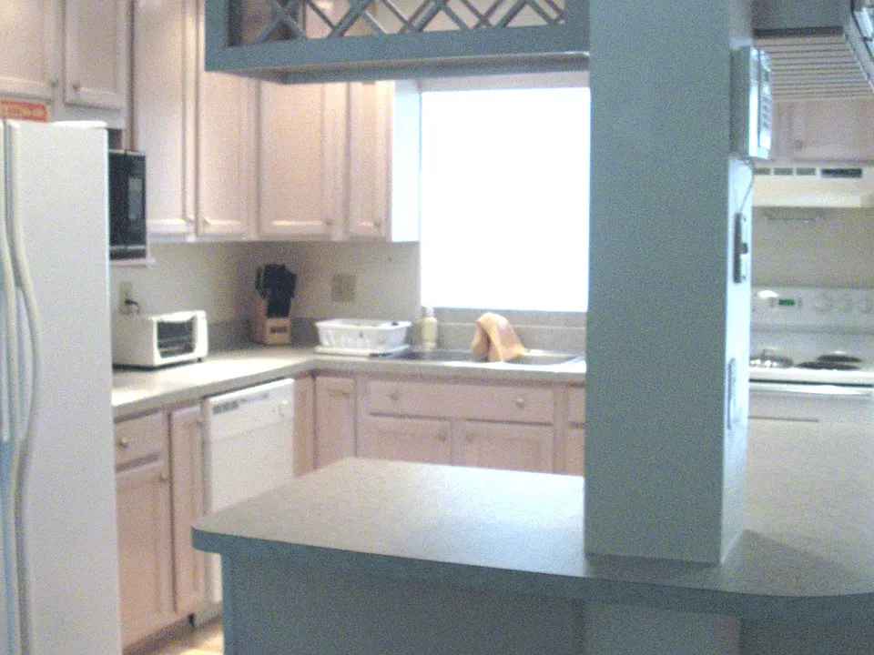 Kitchen front view with wine rack
