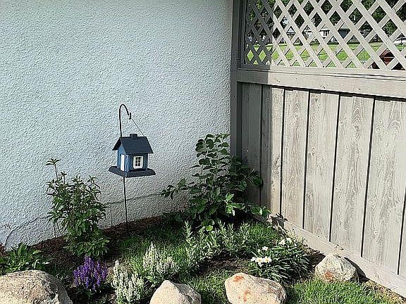 Perennial garden in backyard