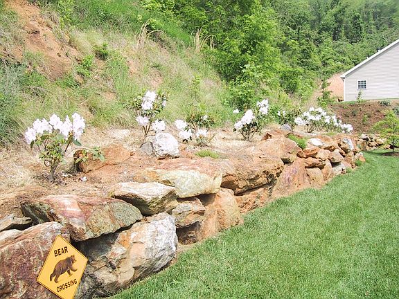 2003 photo of rear rock wall