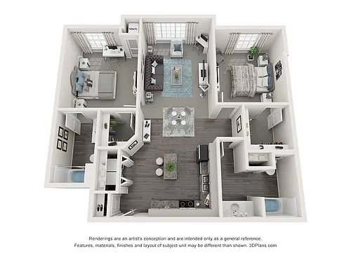 Floor plan Lincoln Two Bedroom Two Bath