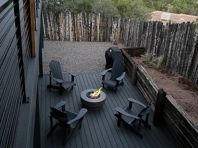 Lower deck fire pit seating area