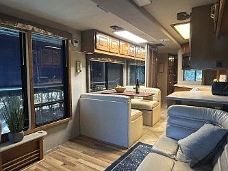 Bright & open living space designed for both relaxation and remote work