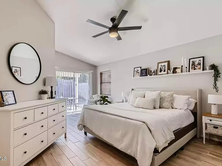Master Bedroom with bonus flex space and slider to backyard