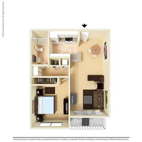 Floor plan Large 1 Bed 1 Bath