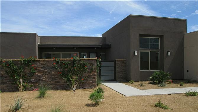 Beautiful stonework and desert landscaping