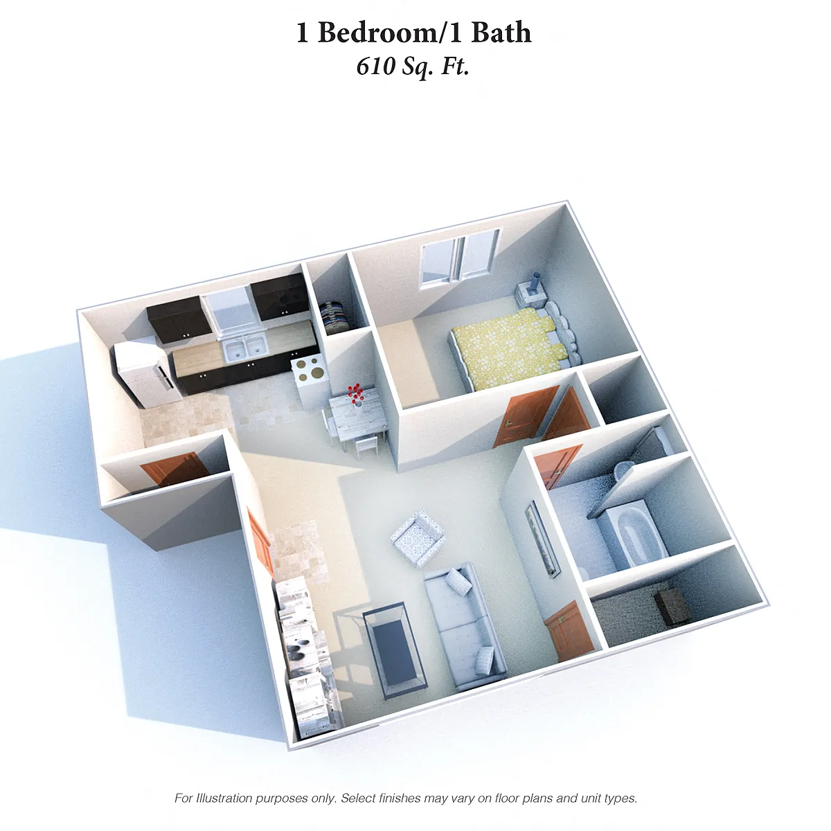 Floor plan 1 Bedroom 1 Bath A