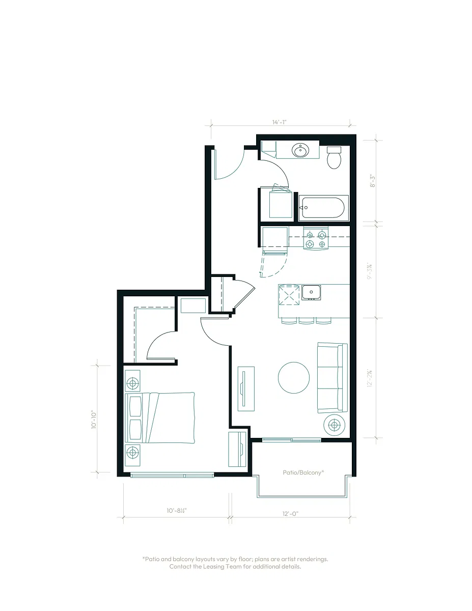 Floor plan One Bedroom C