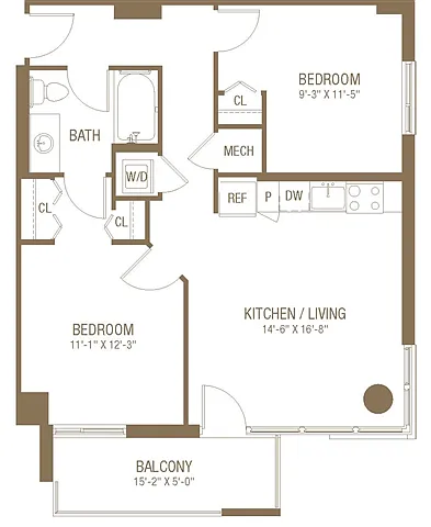 Floor plan 2A w/ Balcony Renovation 2