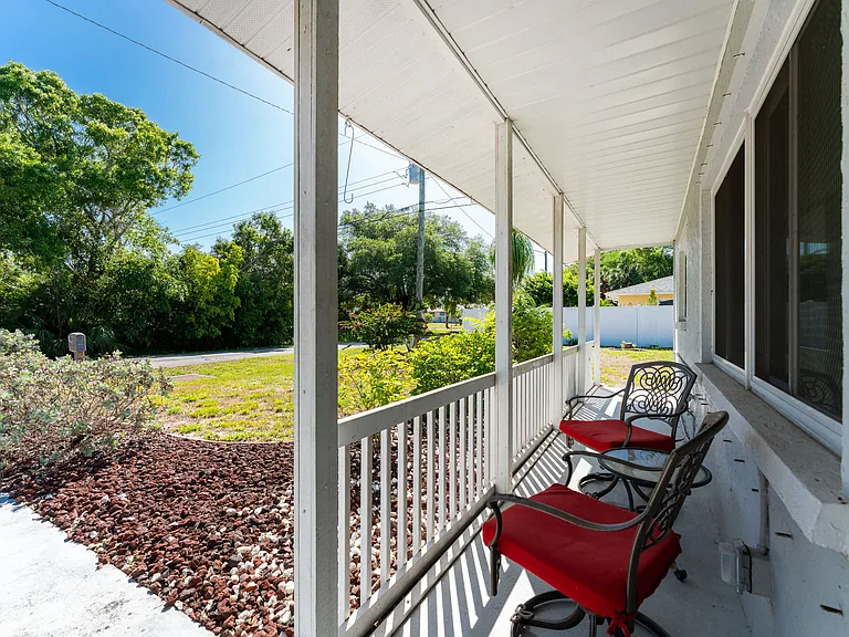 Shaded front porch