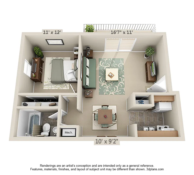 Floor plan One Bedroom One Bathroom