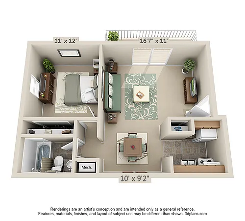 Floor plan One Bedroom One Bathroom