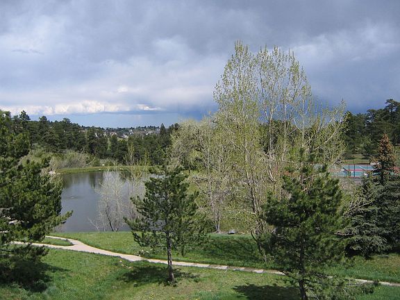 Pond View and Tennis Courts from Porch